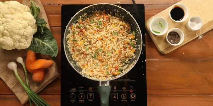 cauliflower rice in skillet